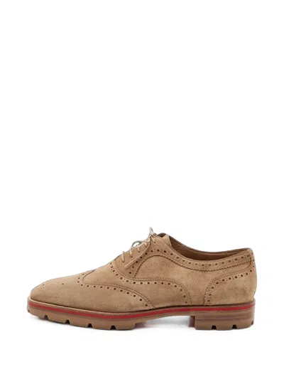 Pre-owned Christian Louboutin Almond-toe Lace-up Oxford Shoes In Neutrals