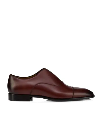 Christian Louboutin Alpha Male Calfskin Oxford Shoes In Brown