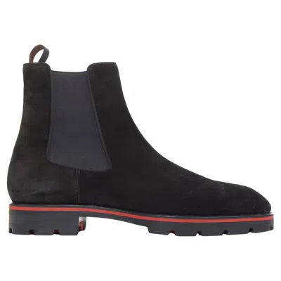 Pre-owned Christian Louboutin Alpinono Flat Suede Chelsea Boots Eu41.5 In Black