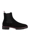 Christian Louboutin Alpino Waxed-suede Chelsea Boots In Red