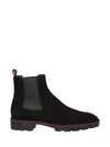 Christian Louboutin Alpino Waxed-suede Chelsea Boots In Black