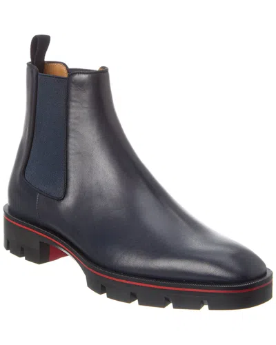 Christian Louboutin Mens Marine Alpinosol Leather Chelsea Boots In Blue