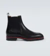 Christian Louboutin Alpino Waxed-suede Chelsea Boots In Black