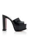 Christian Louboutin Amali Patent Red Sole Platform Mule Sandals In Black