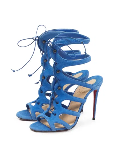 Pre-owned Christian Louboutin Amazoula Gladiator Sandals In Blue