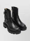 Christian Louboutin Ankle Biker Boots With Buckle And Chunky Sole In Black