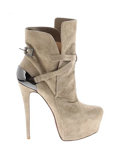 Pre-owned Christian Louboutin Ankle Boots In Tan