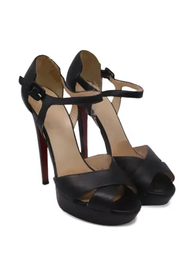 Pre-owned Christian Louboutin Ankle Strap Platform Sandals In Black