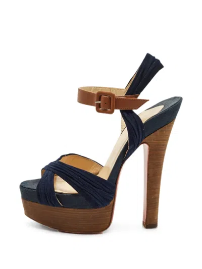 Pre-owned Christian Louboutin Ankle-strap Platform Sandals In Blue