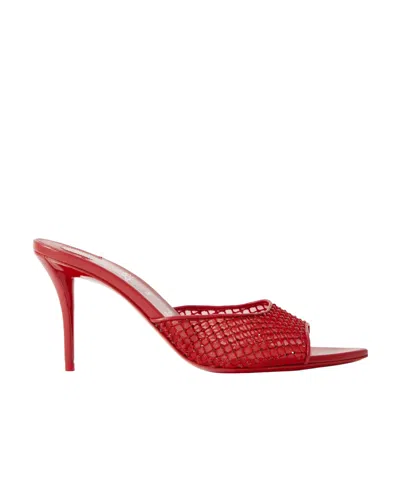 Christian Louboutin Apostropha 80 Crystal-embellished Leather-trimmed Mesh Mules In Multi