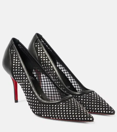 CHRISTIAN LOUBOUTIN APOSTROPHA 80 EMBELLISHED MESH PUMPS