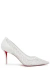 Christian Louboutin Apostropha Mesh Strass Red Sole Pumps In White