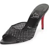 Christian Louboutin Apostropha 80 Crystal-embellished Leather-trimmed Mesh Mules In Black-cry/black