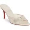 Christian Louboutin Apostropha Crystal Beaded Pointed Toe Slide Sandal In Leche Silk/ Leche