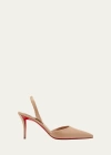 Christian Louboutin Apostropha Leather Slingback Red Sole Pumps In Blush