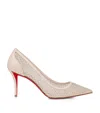 Christian Louboutin Apostropha Mesh Strass Pumps 80 In Beige