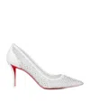 Christian Louboutin Apostropha Mesh Strass Red Sole Pumps In White