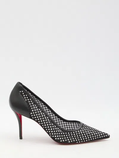 Christian Louboutin Apostropha 80 Crystal-embellished Mesh Pumps In Black