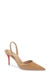 Christian Louboutin Apostropha Leather Slingback Red Sole Pumps In Lionne/lin Lionne