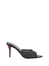 Christian Louboutin Apostropha 80 Crystal-embellished Leather-trimmed Mesh Mules In Black-cry Labr/lin Black