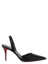 Christian Louboutin Apostropha Leather Slingback Red Sole Pumps In Black