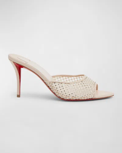 Christian Louboutin Apostropha Crystal Beaded Pointed Toe Slide Sandal In Leche