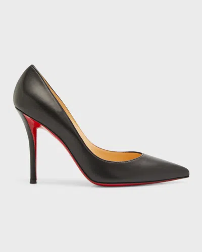 CHRISTIAN LOUBOUTIN APOSTROPHY LEATHER POINTED RED-SOLE PUMPS