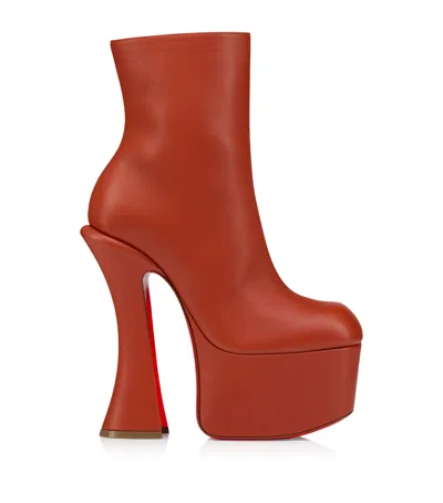 Christian Louboutin Aquabootie Leather Ankle Boots 160 In Orange