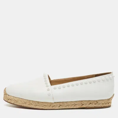 Pre-owned Christian Louboutin Ares Size 36 White Leather Spikes Espadrille Loafers