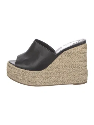 Pre-owned Christian Louboutin Ariella Zeppa Leather Espadrilles In Black