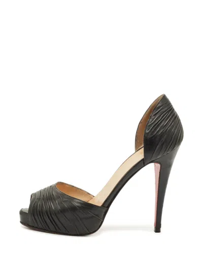 Pre-owned Christian Louboutin Armadillo Leather Heeled D'orsay Pumps In Black