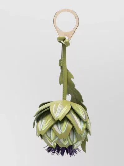 Christian Louboutin Artichoke Floral Bag Charm Keyring In Green