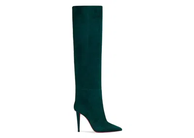 Pre-owned Christian Louboutin Astrilarge Botta 100 Suede Kneehigh Boots (women's) Sneakers In Vosges In Brown