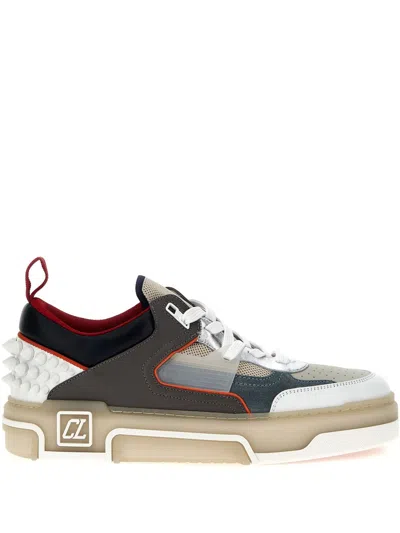 Christian Louboutin Panelled Sneakers With Spiked Heel Detail In Gray