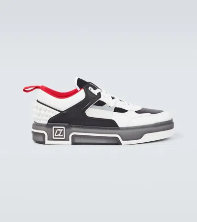 CHRISTIAN LOUBOUTIN ASTROLOUBI LEATHER-TRIMMED SNEAKERS