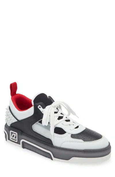 Christian Louboutin Astroloubi Mixed Media Low Top Sneaker In White/ Black