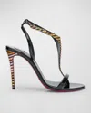 Christian Louboutin Athina Strass Aftersun Red Sole Sandals In Black/mix Multi