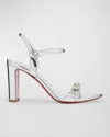 Christian Louboutin Verzierte Sandalen Atmospheria Aus Metallic-leder In Silver
