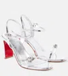 Christian Louboutin Verzierte Sandalen Atmospheria Aus Metallic-leder In Silber