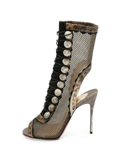 Pre-owned Christian Louboutin Attention 100 Karung Ankle Boots In White