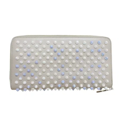 Pre-owned Christian Louboutin Aurora White Beige Long Wallet (bi-fold) ()
