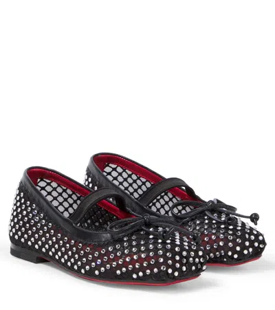 Christian Louboutin Kids' Baballet Embellished Ballet Flats In Black