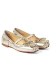 Christian Louboutin Baballet Leather Ballet Flats In Metallic