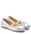 Christian Louboutin Baballet Metallic Leather Ballet Flats In Silver