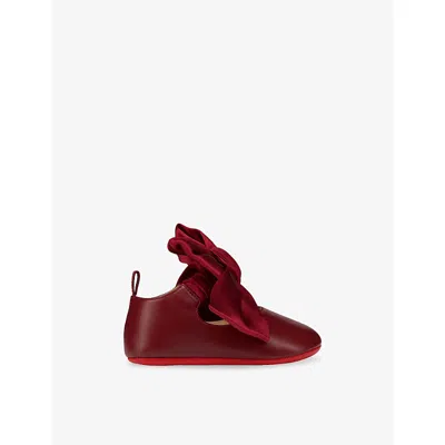 Christian Louboutin Kids' Babe Nodo Crepe-satin Ballerina Pumps Empire Eur 20 / 4 Uk In Red