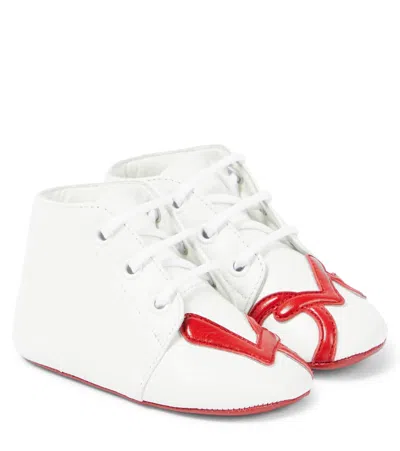 Christian Louboutin Baby Love Leather Booties In White