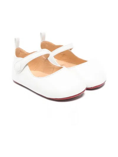 Christian Louboutin Baby Love Leather-strap Ballerina Shoes In White