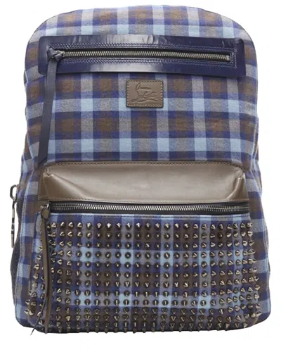 Pre-owned Christian Louboutin Backloubi Gingham Check Spike Stud Backpack Bag (authentic  Pre-loved)