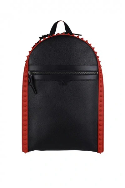 Christian Louboutin Backparis Contrast-panel Leather Backpack In Black/loubi/black