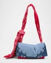 Christian Louboutin Baggy Bandana Shoulder Bag In Cotton Denim In Blue